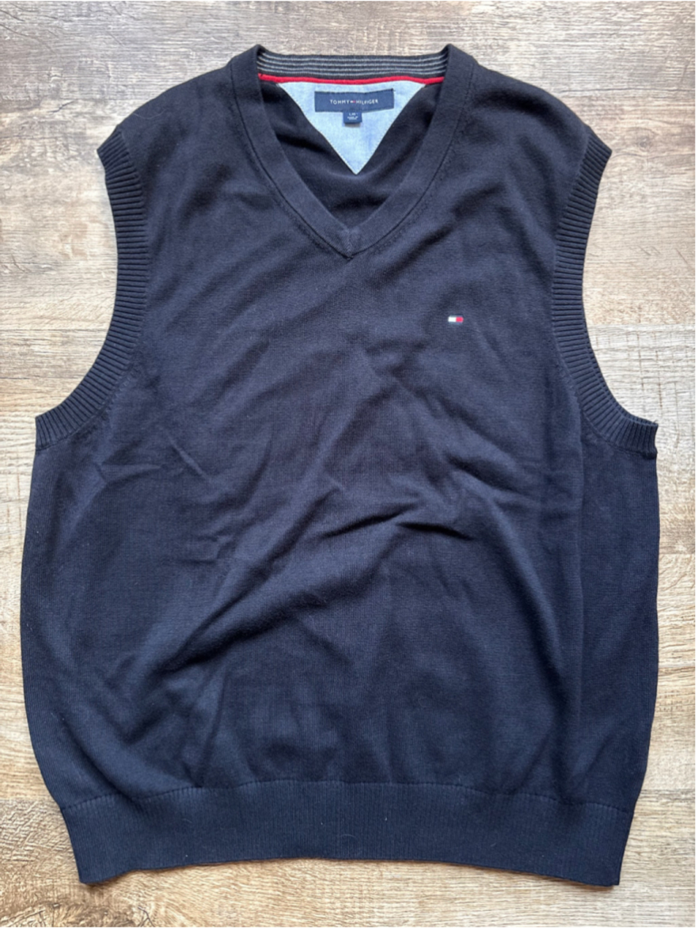 Tommy Hilfiger Men's V-Neck Sweater Vest - Black, Size Large